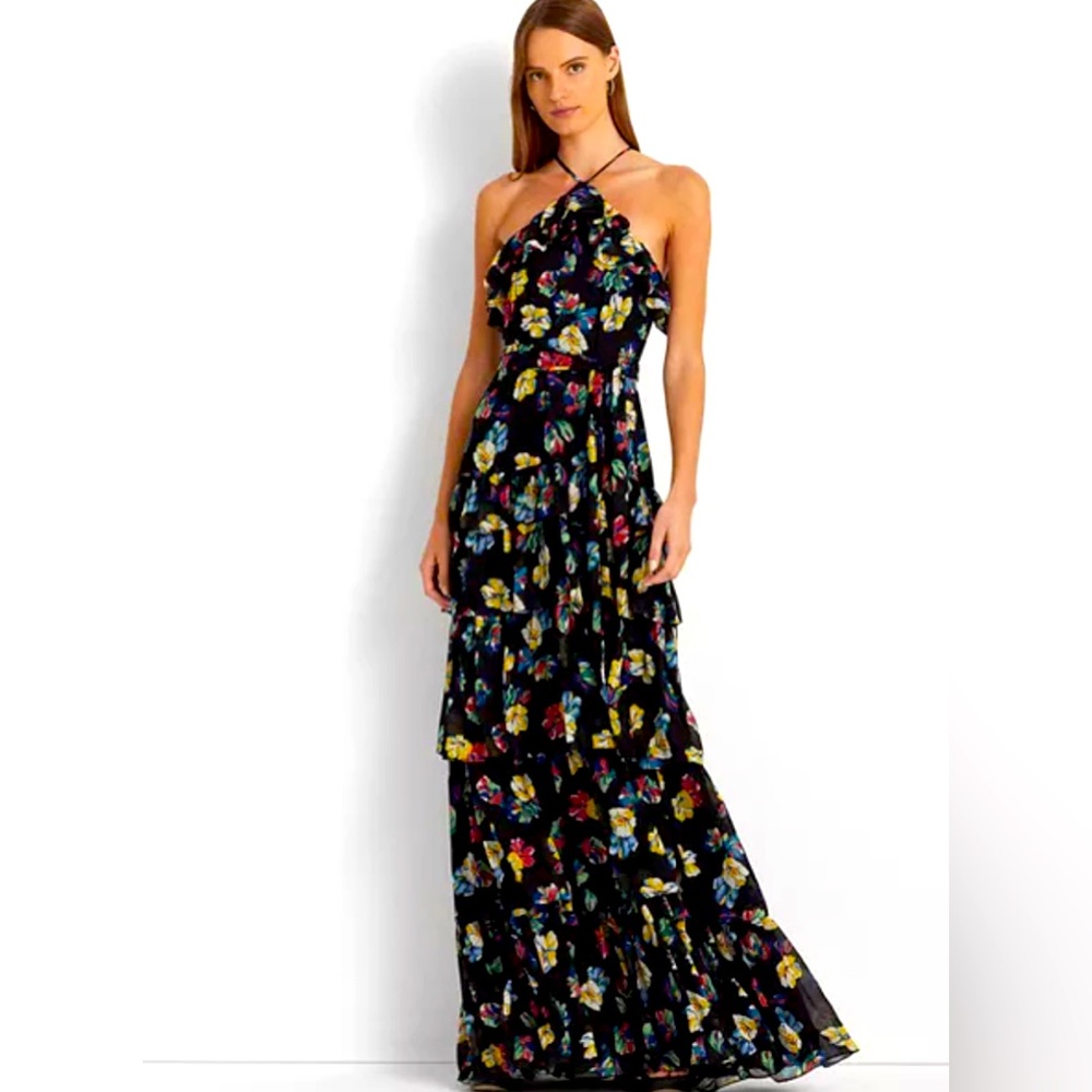 Ralph Lauren Floral Print Ruffle Gown